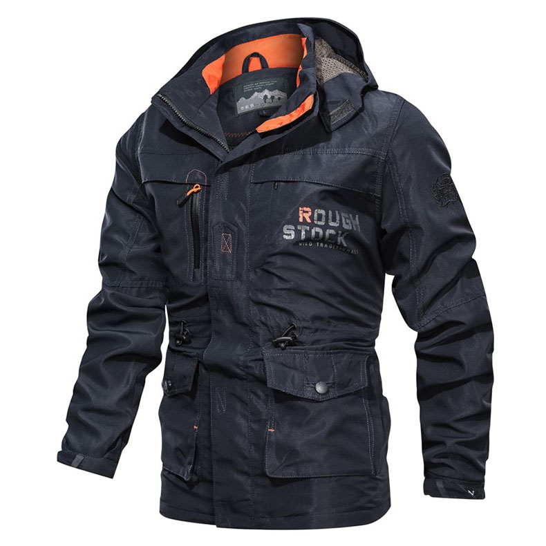 

Men Jackets Slim Long Style Casual Outdoor Hooded Plus Size Jacket Winter Windproof Military Jacket Outwear Coat, Blue