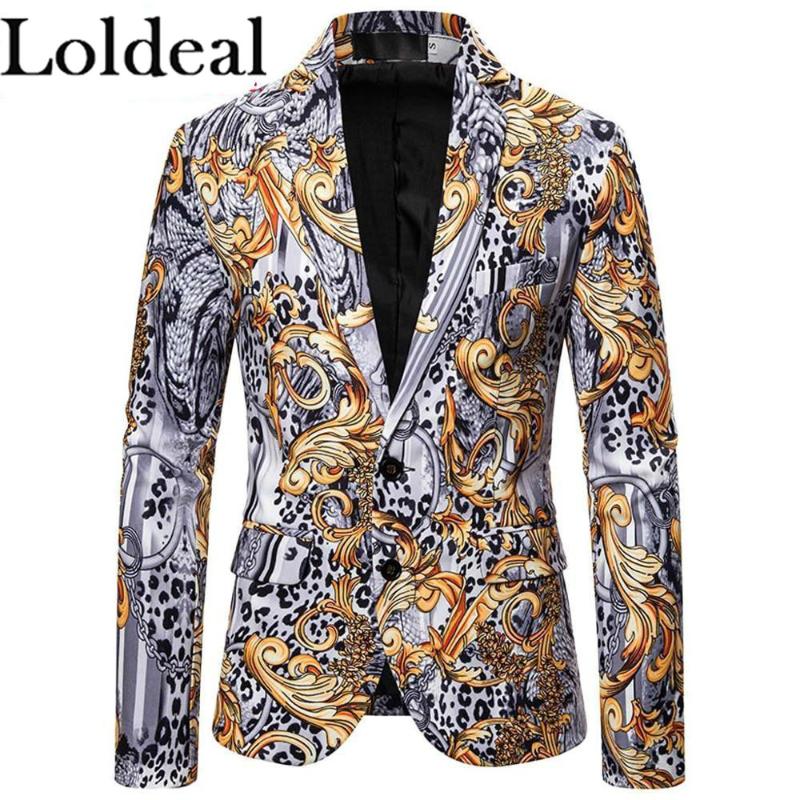 

Loldeal Mens Floral Tuxedo Suit Slim Fit One Button Blazer Luxury Dinner Jacket, Yellow