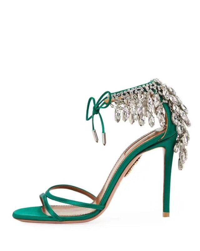 

Hot Sale-Summer Eden crystal sandals mujer sexy ladies high heels bride party wedding EU35-42, Color 2
