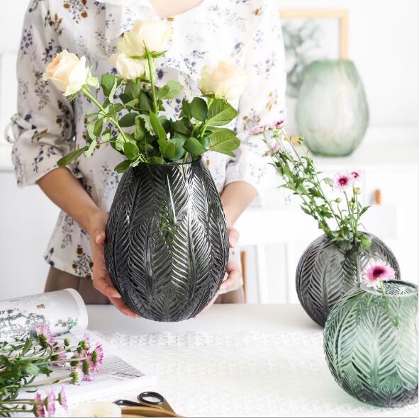 Spherical glass vases American table decoration Flower arrangement craft Ins modern simple vase in northern Europe-image-518694354