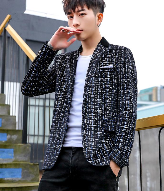 

Fashion Men's Blazers Jacket One Button Slim Fit Lapel Business Casual Coat Stylish Floral Spring Autumn C4, Black