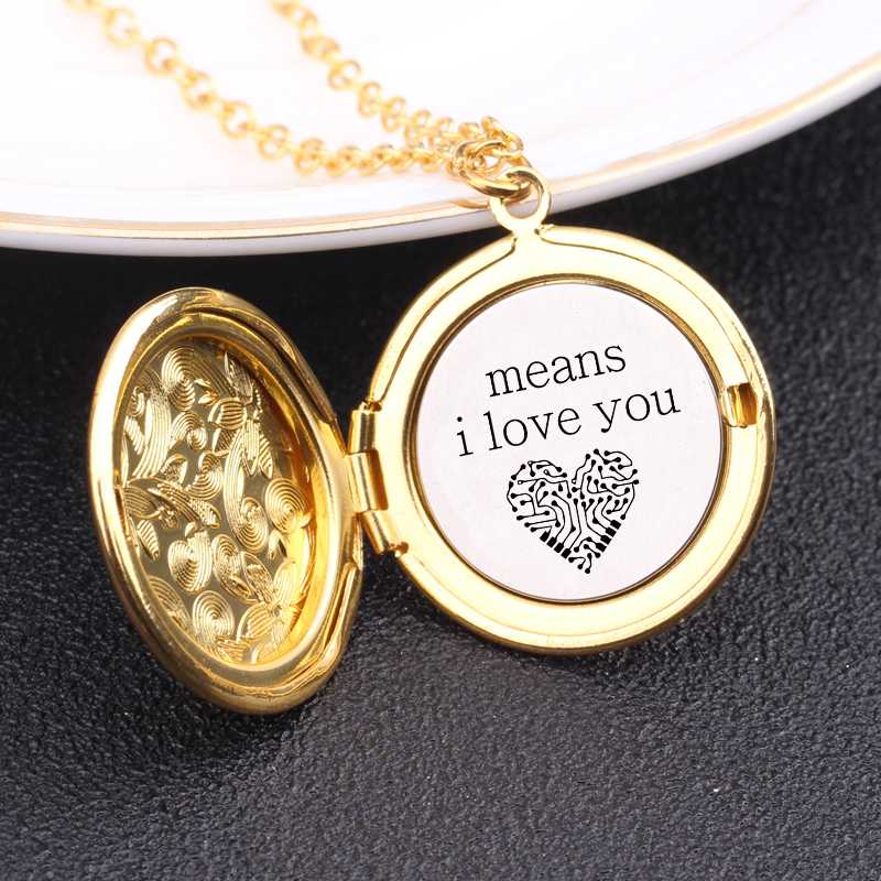 

Pendant Necklaces Engraved Means I Love You Locket Phase Box Necklace Sweater Chain Floating Plate Lettering Jewelry Lover Couple Lover's