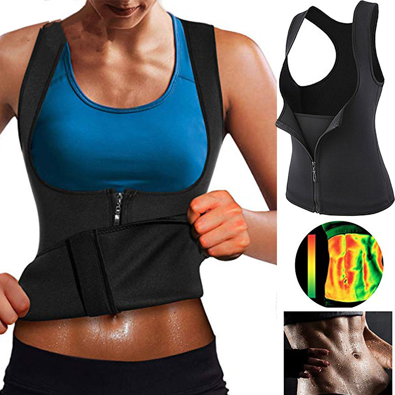 

Neoprene Sweat Women Sauna Suit Waist Trainer Vest for Weight Loss Hot Thermal Corset Body Shaper Zipper Tank Top Workout Shirt