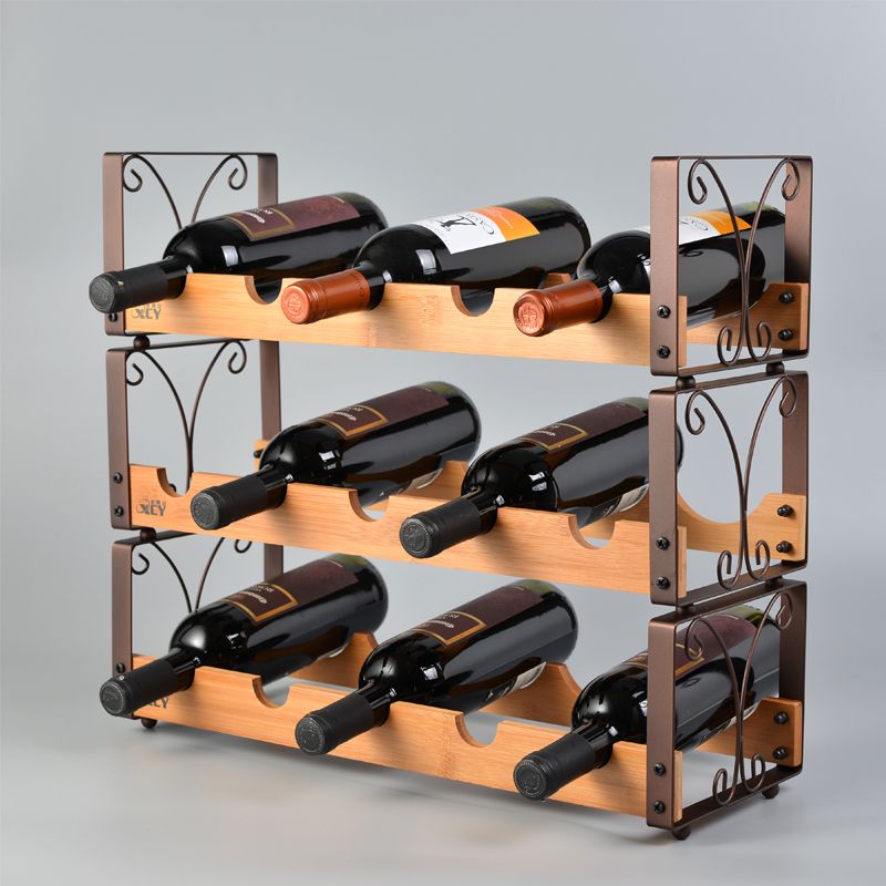 

Metal Assemble Four Tier Iron with Wood Wine Rack Wine Holder Assemble Iron Rack Frame