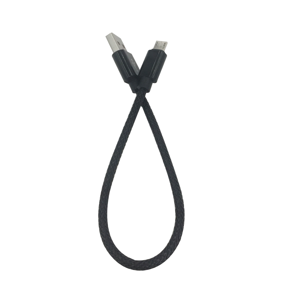 

25CM Nylon Micro USB Cable Output 2.4A Fast Charge Wire, Black