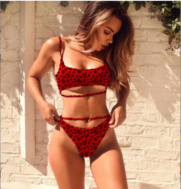 

Newest Bikini Women Swimwear Leopard Bikinis Sexy Biquini Swim Suit Push Up Swimsuit Female Beachwear Swimming Bikini Women, Red+leapard print