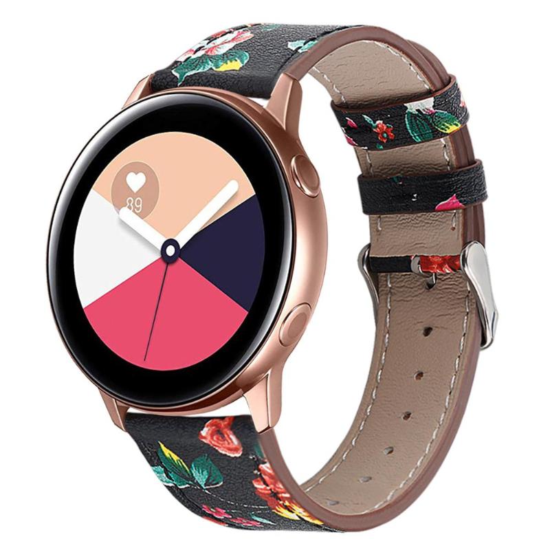 

Genuine Leather Strap For Samsung Galaxy Watch Active Bands Floral Printed Wristband Replacement for Galaxy Watch Active