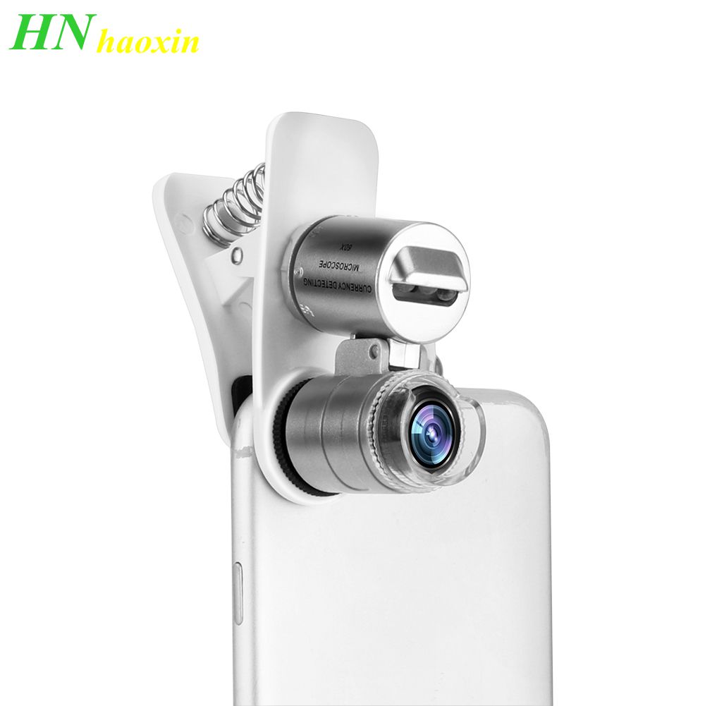 

HaoXin Universal Mobile Phone Microscope Macro Lens 60X Optical Zoom Magnifier Micro Camera Clip LED Lenses For iPhone Android Samsung