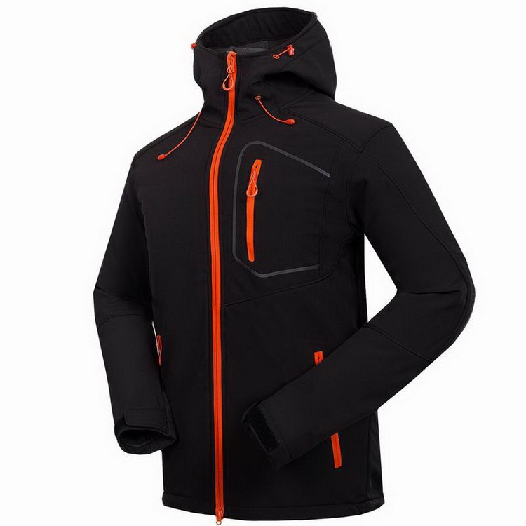 

Spring Autumn Waterproof Fleece Heated Softshell Hiking Jackets Men Outdoor Sport Mountain Climbing Hunting Coat Rain Ski Jacket, Black