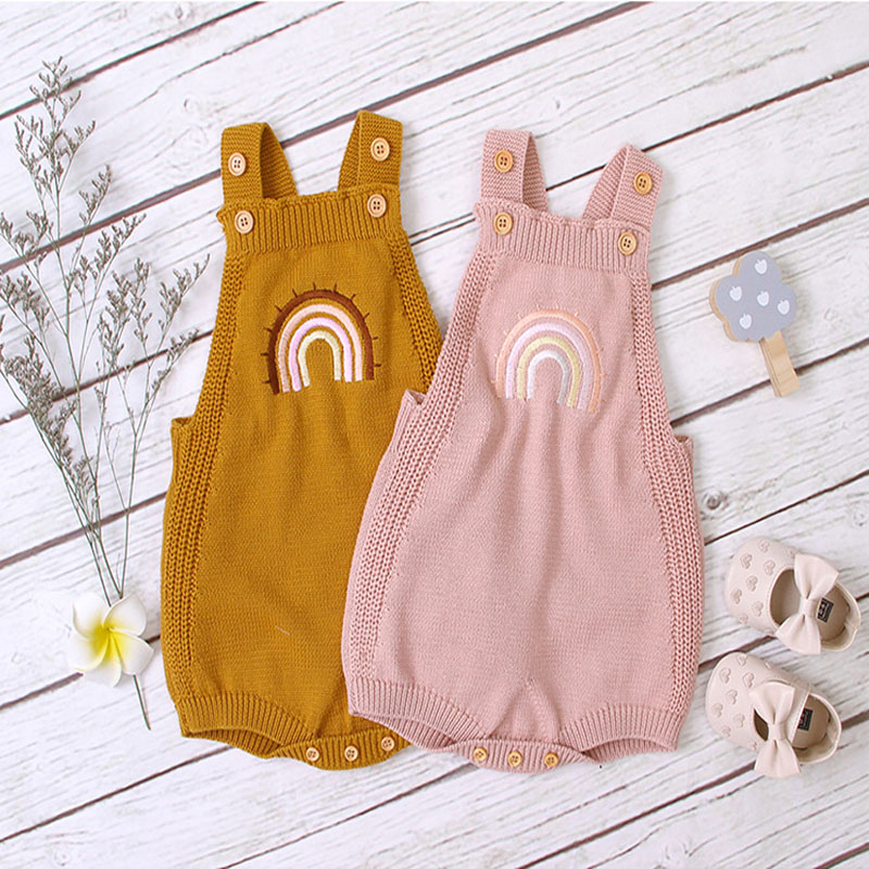 

Infant Clothes Autumn Newborn Baby Girl Clothes Rainbow Toddler Baby Boys Romper Knitting Jumpsuit Outfits Unisex, Gray