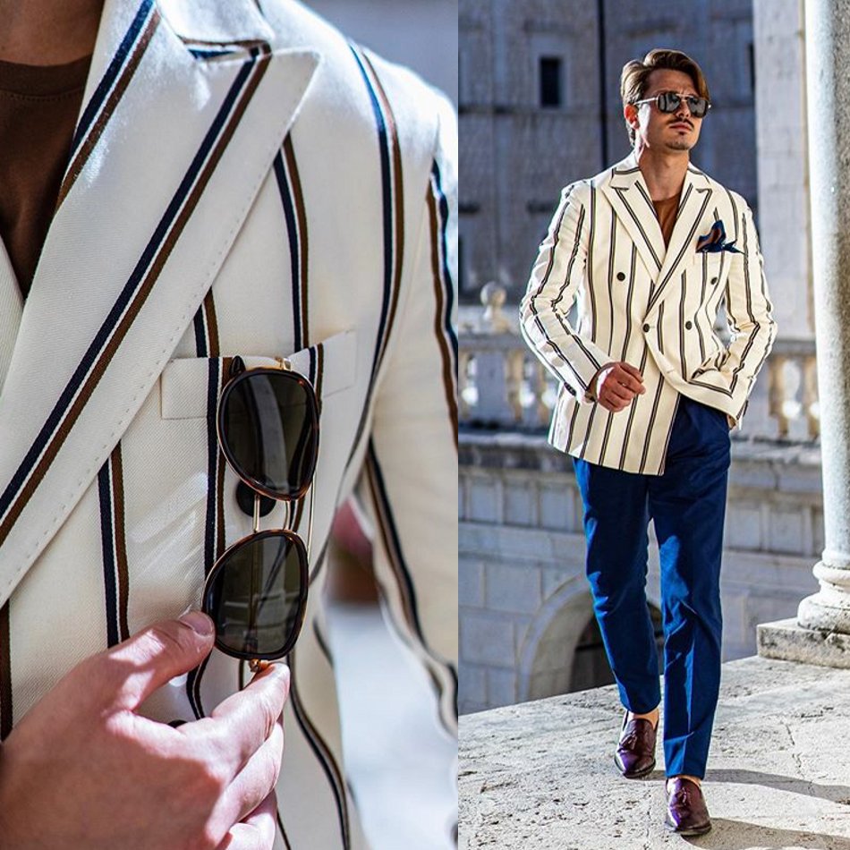 

Handsome Mens Suit New Fashion Rope Stripe Groom Suit Wedding Suits For Best Men Slim Fit Groom Tuxedos For Man, Light gray