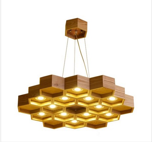 

Loft Wood Pendant Lamp Honeycomb Chandeliers Nordic Antique Wooden Founded On Solid Wood Light Bar Coffee Shop Small Chandeliers LLFA