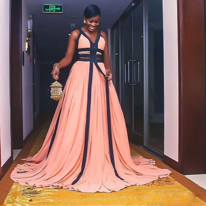 

Plus Size Prom Dresses V Neck Chiffon Long African Evening Gowns Custom Made vestidos de fiesta Women Formal Party Dress Wear, Lavender