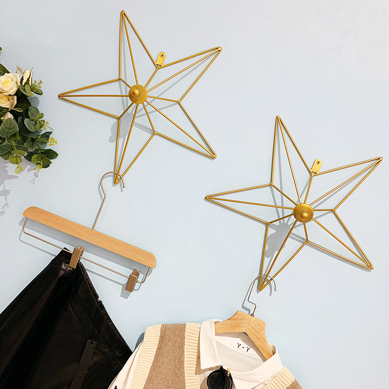 

Male and female clothing clothing store wall hook single hook five-pointed star single wall hanging creative ornament coat