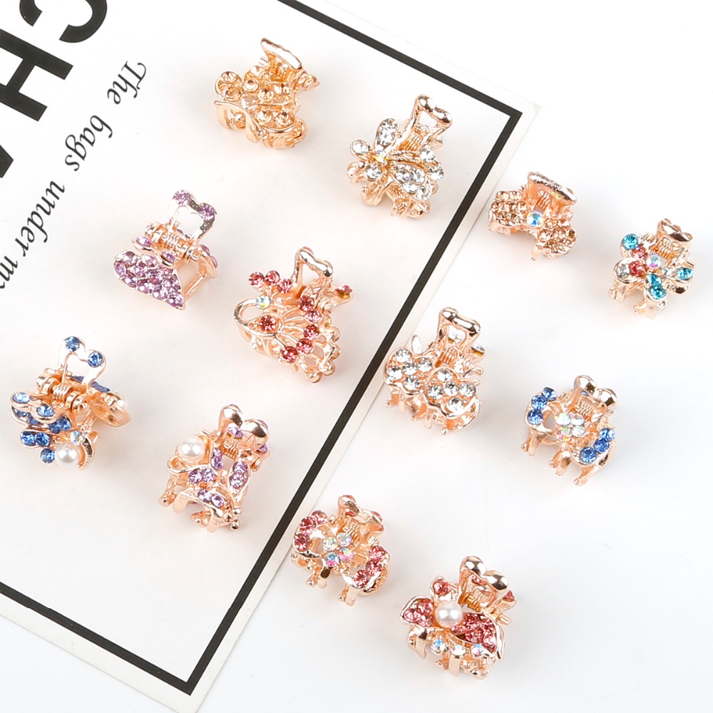 

New Colorful Rhinestone Crowm Butterfly Bow Hair Claw Women Hair Clip Hairpin Barrettes Headwear Styling Tool Accessories