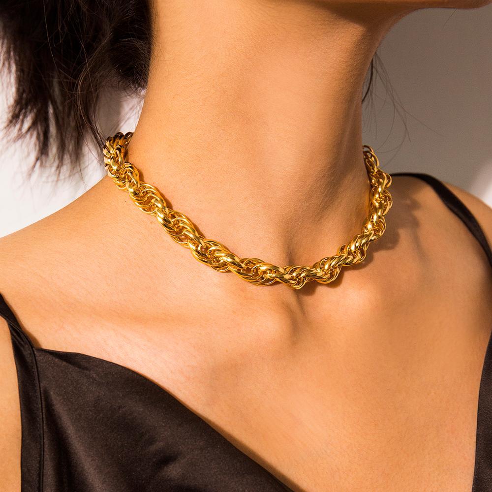 

Vintage Miami Curb Cuba Choker Necklace Statement Punk Hip Hop Chunky Thick Clavicle Chain Collar For Women Jewelry