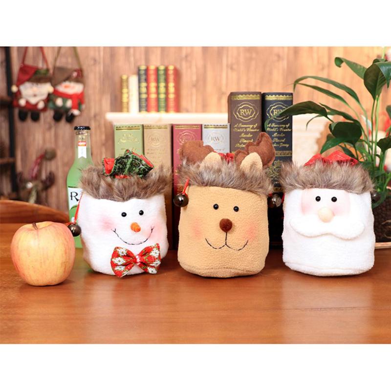 

Xmas Gift Candy Bag Cloth Santa Claus Snowman Elk Shopping Pouch with Rope