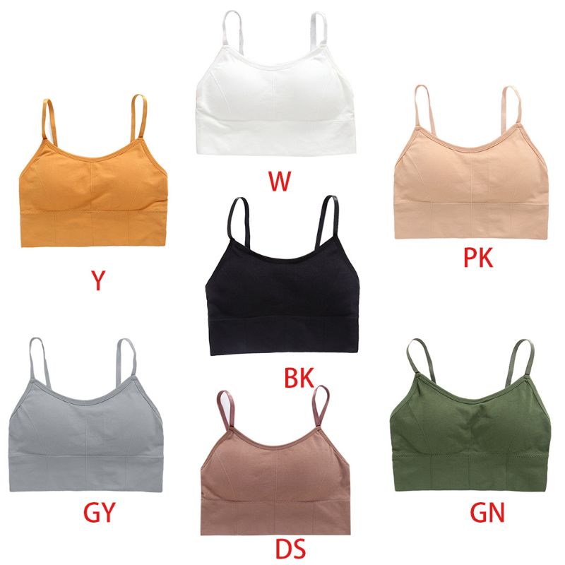 

Women Seamless Bra Removable Padded Wrapped Chest Tube Top Spaghetti Strap Sports Solid Color Bralette Camis Vest Underwear, Pink
