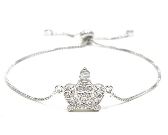 

gold silver Chain bracelet micro pdave cz rope Cubic Zirconia adjusted Macrame crown bracelet charm gift jfg2 Bangles