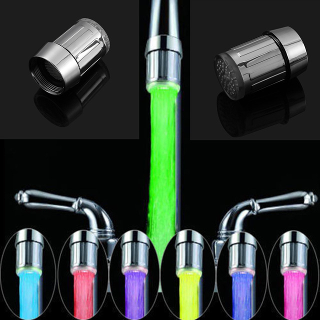 

1PC Fantastic Automatically Glow LED Faucet Temperature Sensor Light Colorful RGB 7 Color Shower Kitchen Water Tap