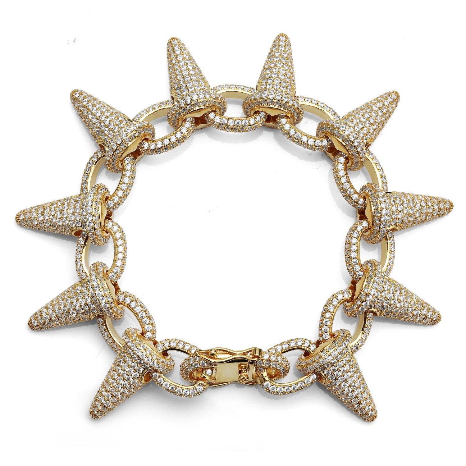 

Will Rivet Man Bracelet Full Zirconium Shipengke Heavy Metal Hip Hop Bracelet