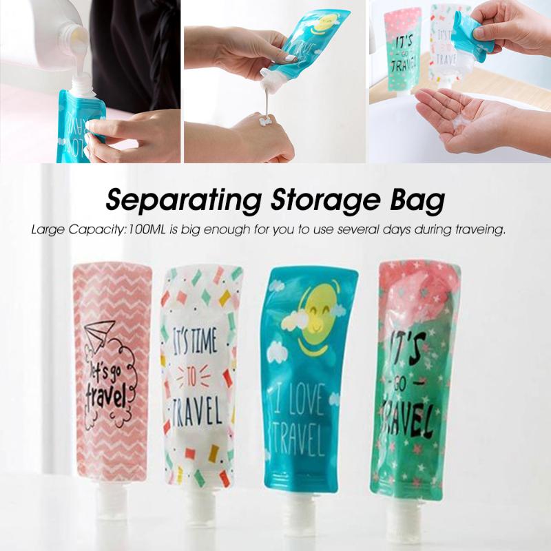 

1pc/4pcs Travel Bag Folding Emulsion Sub-Bag Portable Shower Shampoo Sub Bottle Facial Cleanser Liquid Emulsion Storage Bag