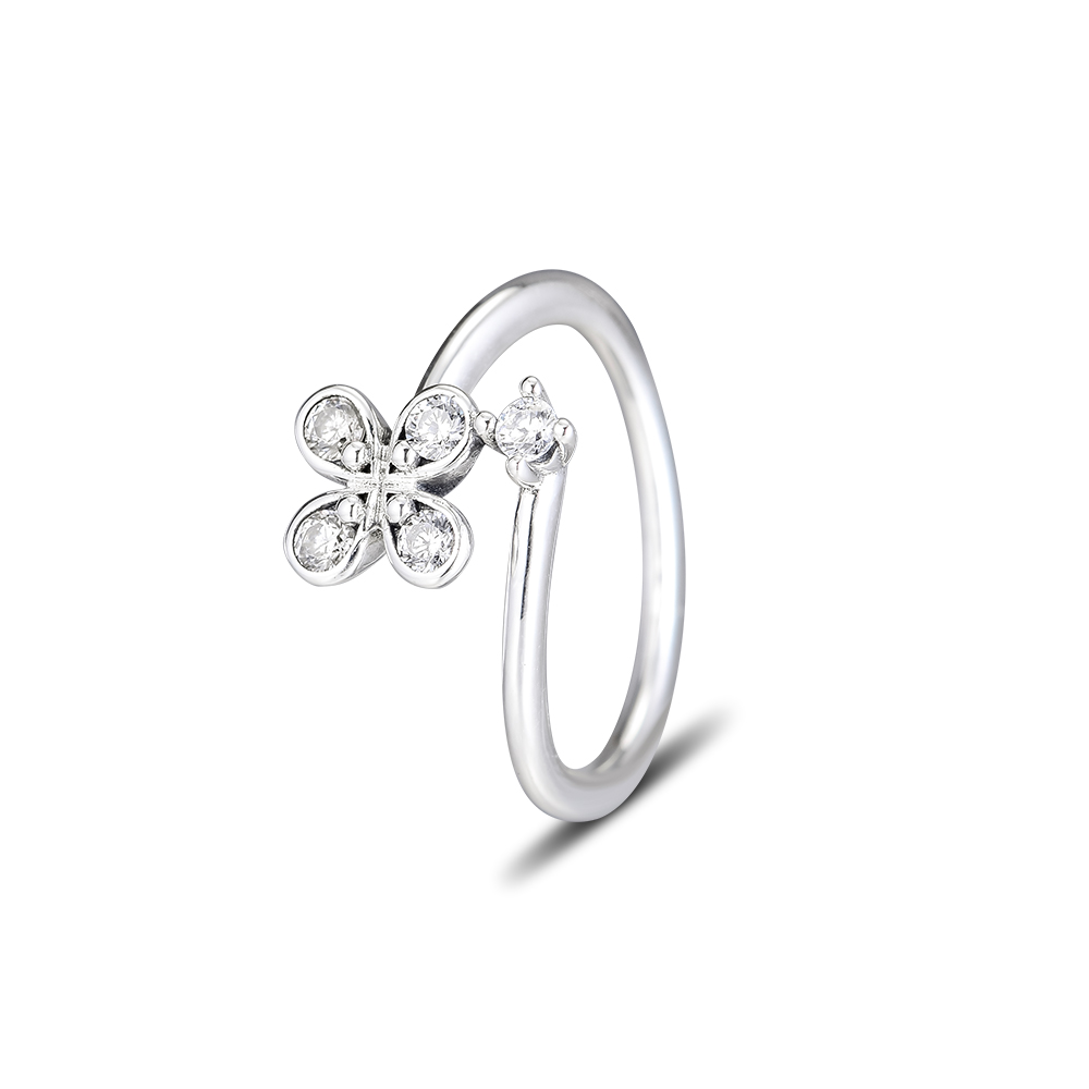 

2019 Spring 925 Sterling Silver Rings four-petal flower Ring Original Fashion Engagement wedding Pandora Rings DIY Charms Jewelry For women