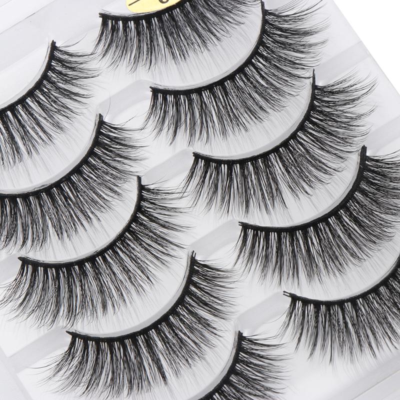 

5 Pairs 3D Cross False Eyelashes Wispies Full VolumeNatural Long Eye Lashes Handmade Cruelty-free Makeup Beauty Extension Tools