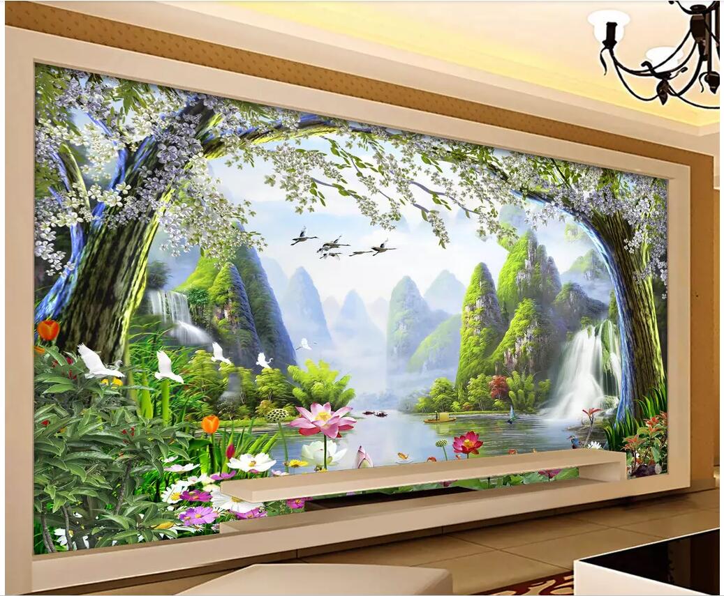 

3d wallpaper custom photo mural Chinese mountain river and lake scenery home decor living room 3d wall murals wallpaper for walls 3 d, Non-woven