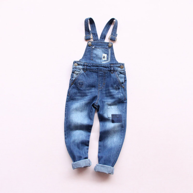 

New Spring Baby Boys Girls Denim Overalls Jeans Kids Denim Jumpsuit Child Spring Autumn Long Pants High Quality Jeans, Blue