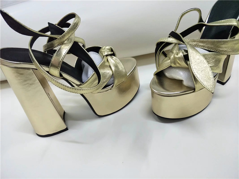 

Hot Sale-eels Sandals Woman Peep Toe Real Leather Ankle Strap Gladiator Sandals Woman Fashion Party Shoes, Gold