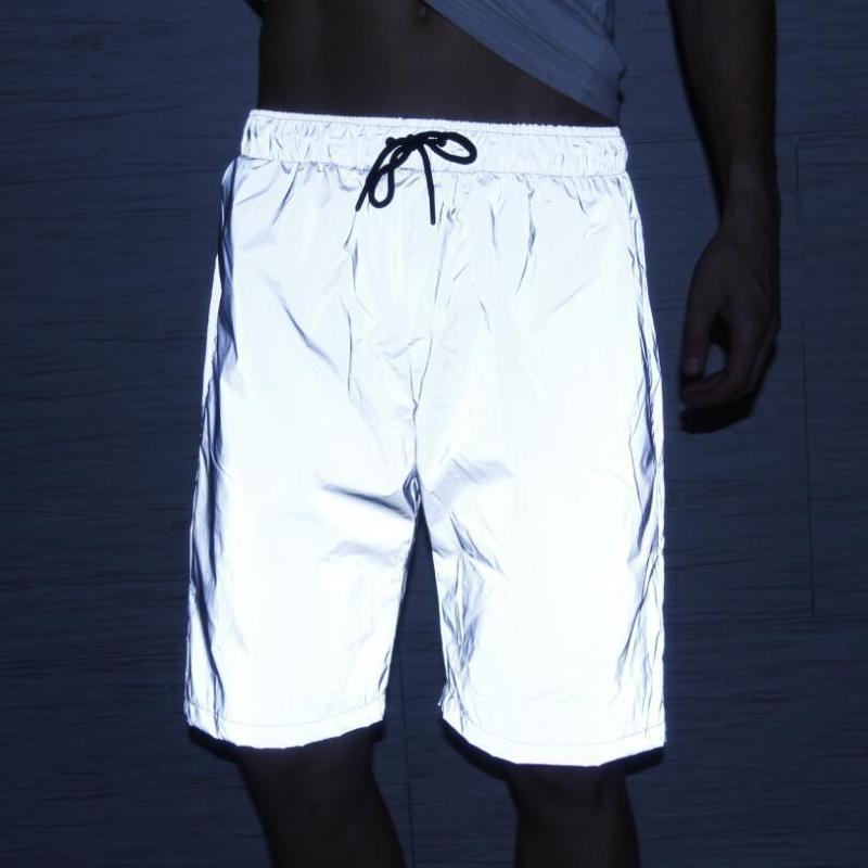 

New Full Reflective Night Running Shorts for Men and Women Shiny Outdoor Sports Riding Shorts Hip-hop Beach Street Style, Gray