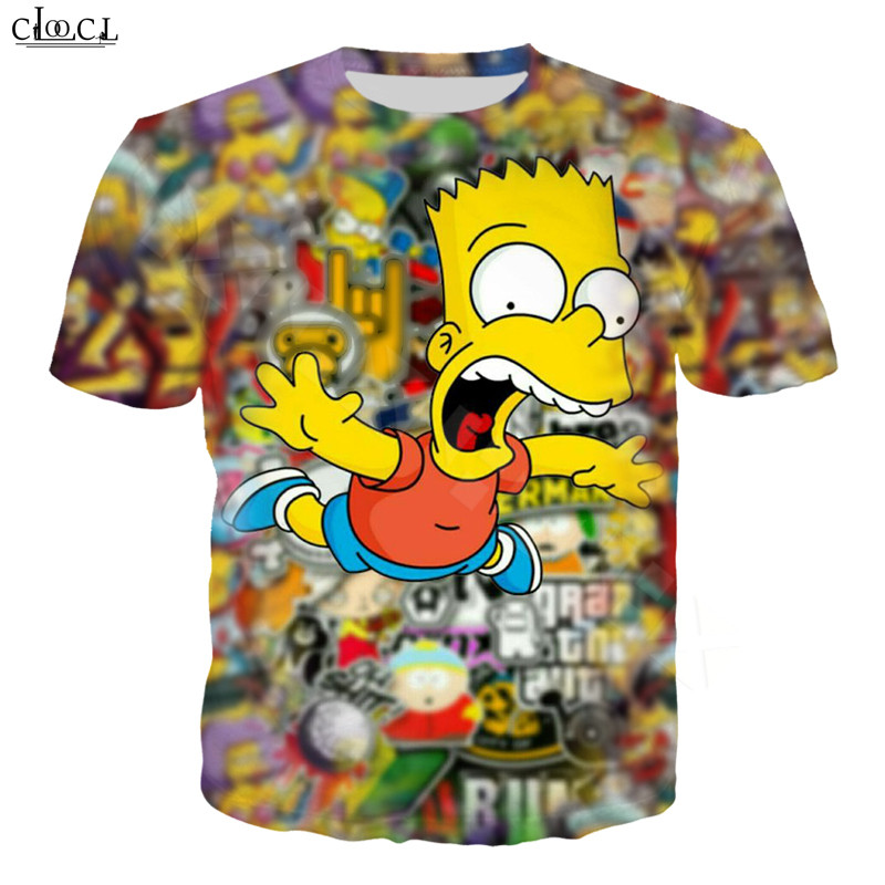 

Cartoon Anime The Simpsons T Shirt Men Women 3D Print Bart Simpson Short Sleeve Harajuku Couples Plus Size Fashion Tops, T shirt 1