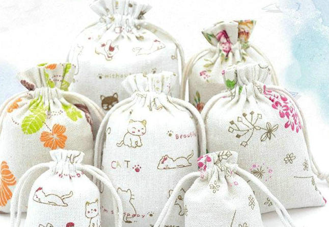 

3Sizes floral original Linen Bag Drawstring Wedding&Christmas Packaging Pouchs & Gift Bags Small Jewelry Sachet &Mini Jute bags