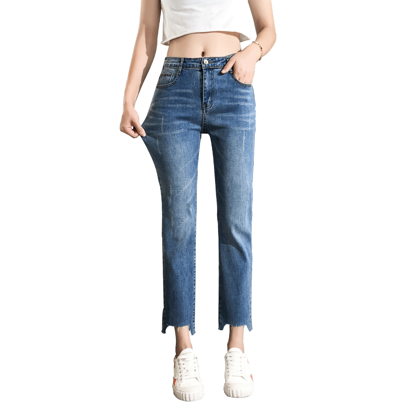 

Spring 2019 jeans women' loose Hong Kong flavor retro weird girl first love student wide leg cec straight pants, 301 blue