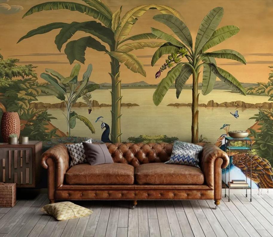 

new custom mural wall papers 3d Jungle peacock 3 d wallpaper for walls For any room Background wall painting murals, As the picture shows