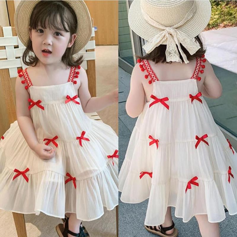 

Girls Summer Dress Sweet Bow Sundress Children Clothing Baby Girl Clothes Cute Kids Christmas Dresses 3 4 5 6 7 8 years, Picture