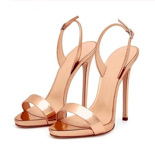 

Concise Style Patent Leather Women Slingback Hollow Out Sandals Summer Fashion Back Buckle Strap High Thin Heel Dress Shoes, As picture