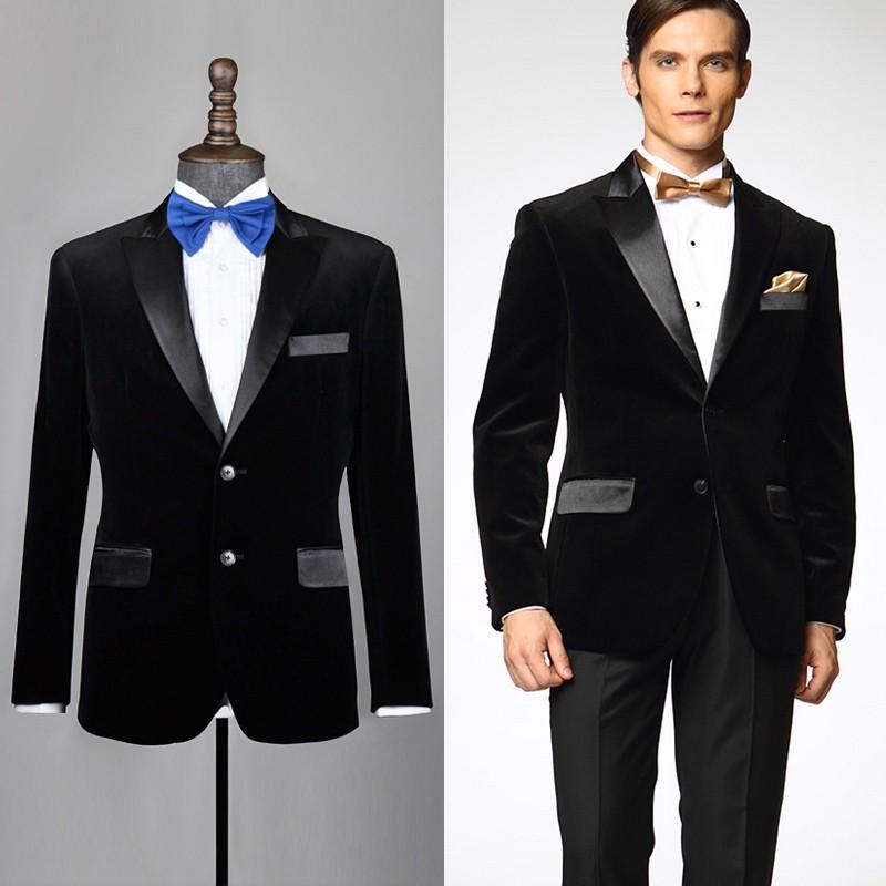 

Classic Velveteen Peak Lapel Wedding Tuxedos Slim Fit Suits For Men Groomsmen Suit Two Pieces Prom Formal Suits (Jacket+Pants) 715, Same as image