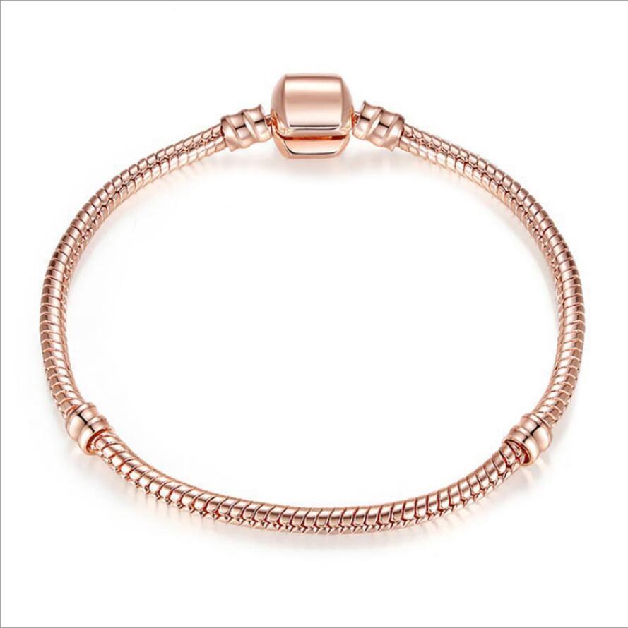 

Sale Rose Gold Snake Chain Bracelets Color Retaining fit European Style Beads Wholesale China Factory Direct