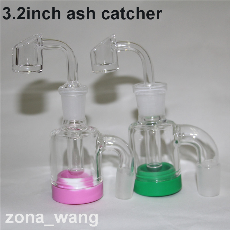 

hookahs 45 90 Degree Glass Ash Catcher Bowls With 14mm Male Joint Bubbler Perc Bong Silicone Container for Dab Rig Bongs