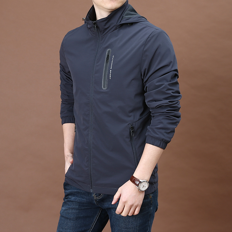 

Mens Casual Stand Collar Zip-Up Lightweight Bomber Jacket Windbreaker, Black