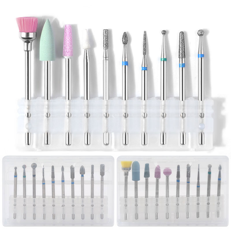 

10PCS Nail Drill Bit Set Nail Files Electric Drill Machine Milling Cutters Manicure Pedicure Ceramic Accessory