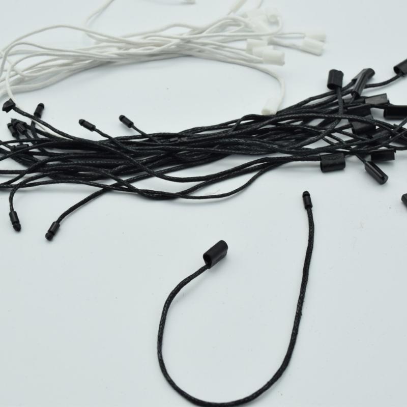 

980pcs/lot Good quality Black and white Waxed cord Hang Tag Nylon String Snap Lock Pin Loop Fastener Ties Length:18cm, Thin string black