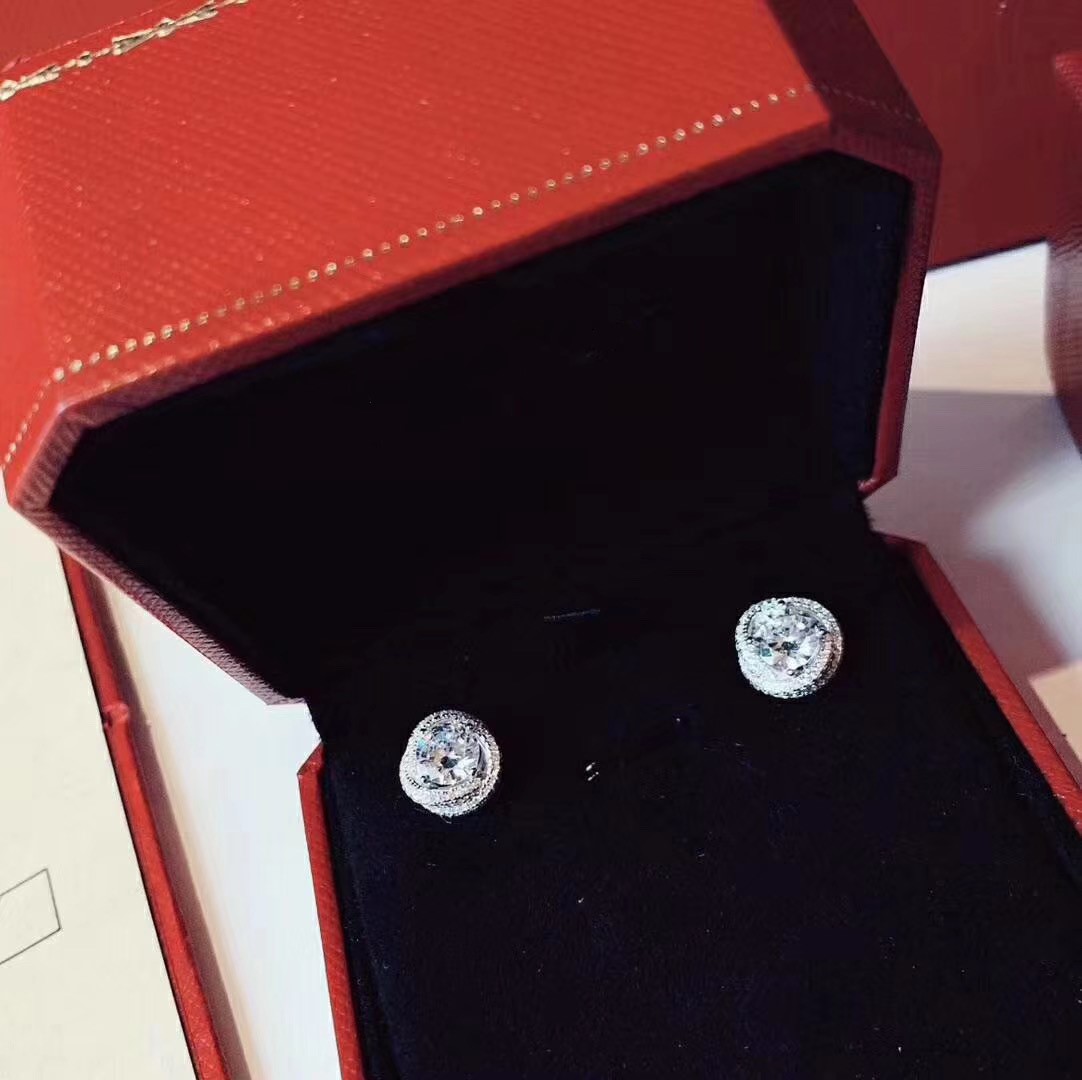 

Luxury Trinity Designer S925 Sterling Silver Three Round Circle Big Zircon Charm Earrings For Women Wedding Jewelry, Golden