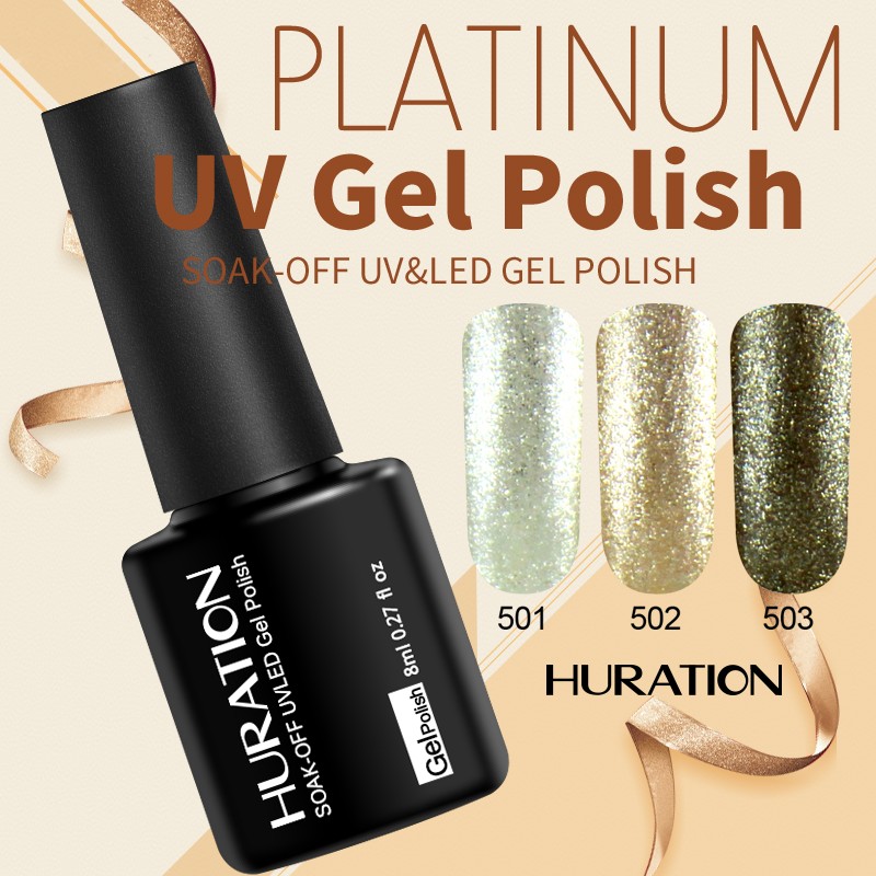 

Huration Gel Lacquer Platinum Soak Off Color Gel Nail Polish Top UV Glitter Adhesive Varnish Base Top Colorful Nail Art, Fluorescent yellow
