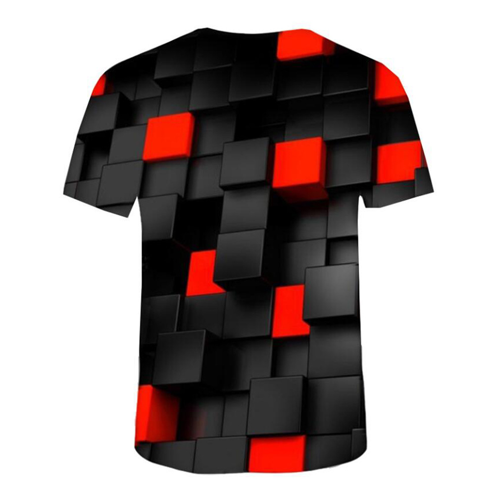 

E-BAIHUI Black/red Squares Short Sleeve 3D Printed Funny Men Casual Summer T Shirt Parent-child Tops Tee Brand Plus Size Clothes T01330