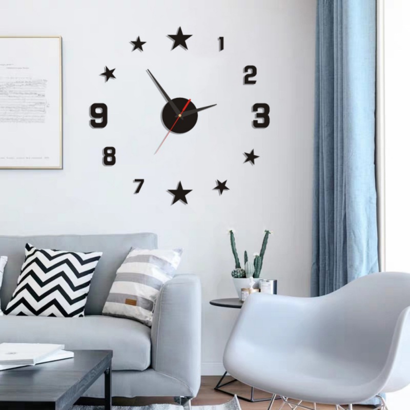 

2019 New Clock Watch 3D Wall Clock DIY Star Mirror Stickers wall modern design Home Decoration Living Room klok