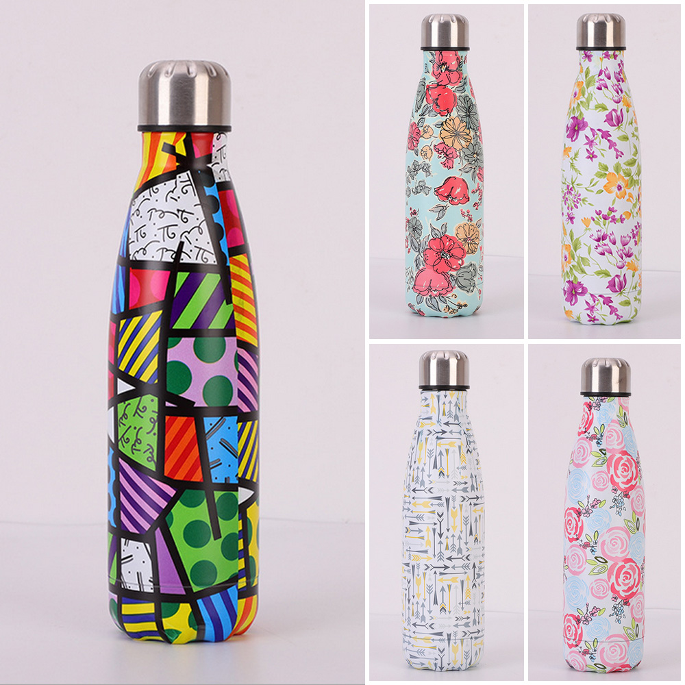 

Flower Pattern Thermal Insulation Bottle Stainless Steel Vacuum Insulated Water Bottle Flask Thermal Sports Chilly 500ML