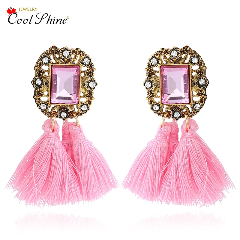2019 NOUVELLES FEMMES Boucles d'oreilles Tassel Boho Bohemian Long Tissu de soie Pendling Boucles d'oreilles de mode personnalisées Femmes Boucle